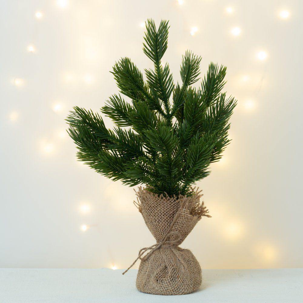 Small christmas tree in hessian online sack